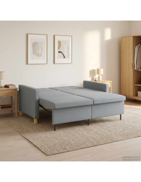 Divano Letto Estraibile Verde chiaro Tessuto