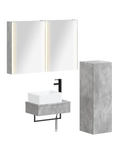 Set di mobili per il bagno 4 pcs Grigio Cemento