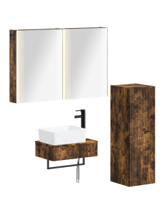 Set di mobili per il bagno 4 pcs Rovere Fumo