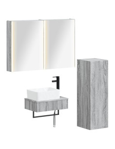 Set di mobili per il bagno 4 pcs Sonoma grigio