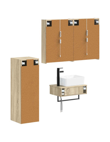 Set di mobili per il bagno 4 pcs Rovere Sonoma