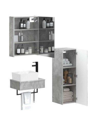 Set di mobili per il bagno 4 pcs Grigio Cemento