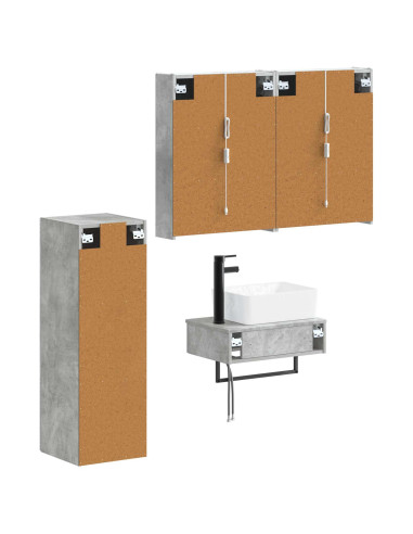 Set di mobili per il bagno 4 pcs Grigio Cemento