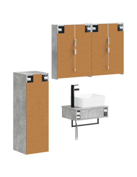 Set di mobili per il bagno 4 pcs Grigio Cemento