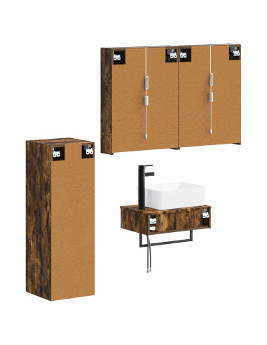 Set di mobili per il bagno 4 pcs Rovere Fumo