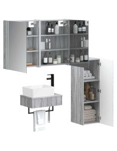 Set di mobili per il bagno 4 pcs Sonoma grigio 2