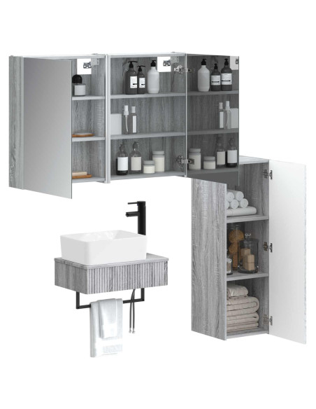 Set di mobili per il bagno 4 pcs Sonoma grigio