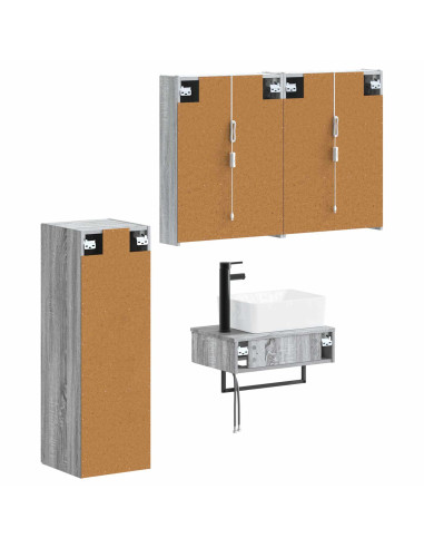 Set di mobili per il bagno 4 pcs Sonoma grigio