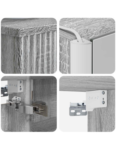 Set di mobili per il bagno 4 pcs Sonoma grigio