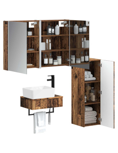 Set di mobili per il bagno 4 pcs Legno antico