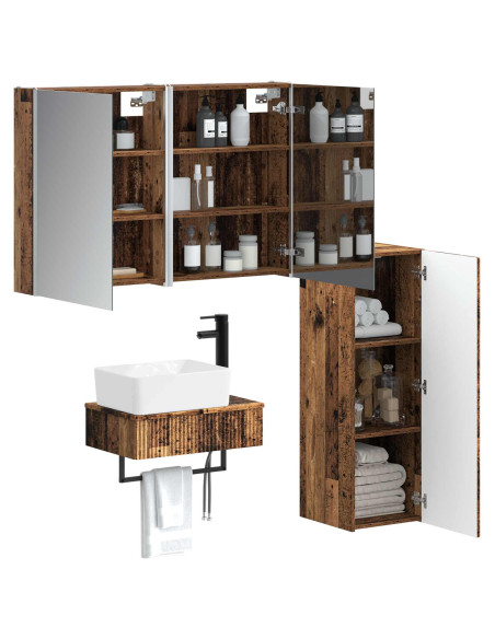 Set di mobili per il bagno 4 pcs Legno antico