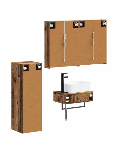 Set di mobili per il bagno 4 pcs Legno antico