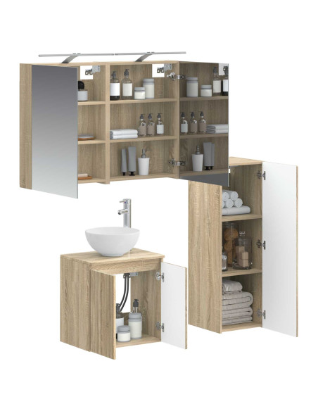 Set di mobili per il bagno 4 pcs Rovere Sonoma