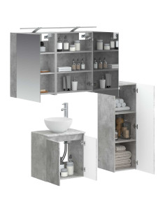 Set di mobili per il bagno 4 pcs Grigio Cemento 2