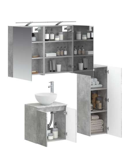 Set di mobili per il bagno 4 pcs Grigio Cemento