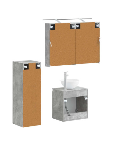 Set di mobili per il bagno 4 pcs Grigio Cemento