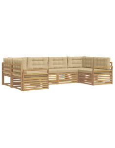 Set di divani da esterno 6 pcs Bianco e Beige 2