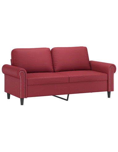 Divano a 2 Posti Rosso Vino 140 cm in Similpelle