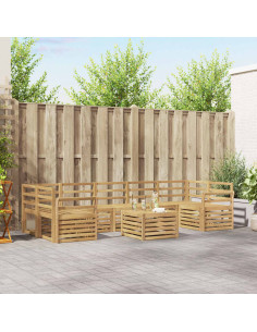 Set di divani da esterno 8 pcs Bianco Legno di Acacia Massello