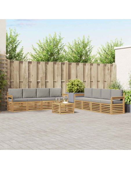 Set di divani da esterno 9 pcs Bianco e Grigio Chiaro