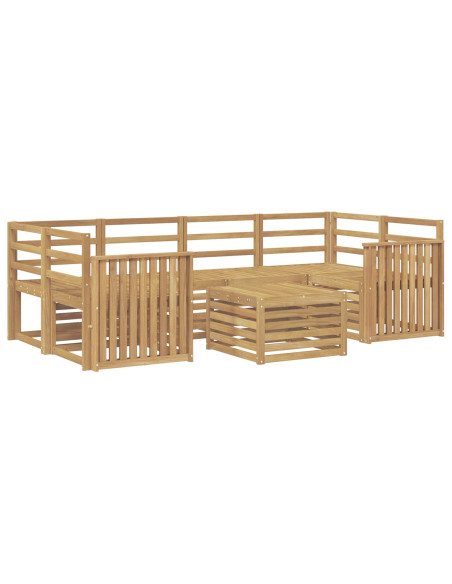Set di divani da esterno 7 pcs Bianco Legno di Acacia Massello