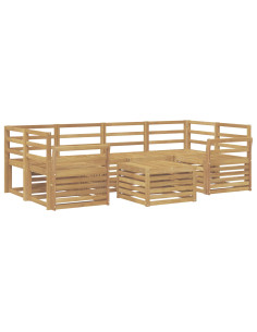Set di divani da esterno 7 pcs Bianco Legno di Acacia Massello 2