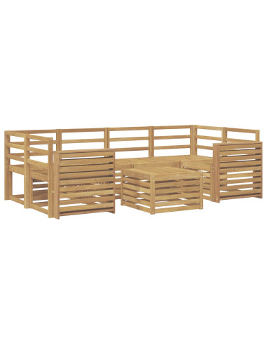Set di divani da esterno 7 pcs Bianco Legno di Acacia Massello