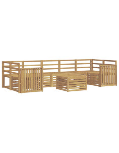 Set di divani da esterno 8 pcs Bianco Legno di Acacia Massello 2