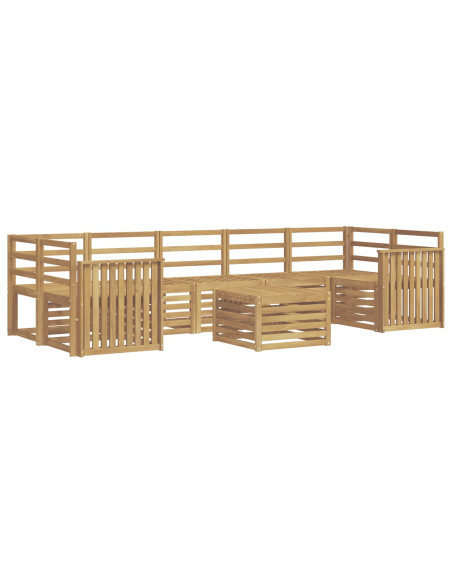Set di divani da esterno 8 pcs Bianco Legno di Acacia Massello