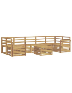 Set di divani da esterno 8 pcs Bianco Legno di Acacia Massello 2