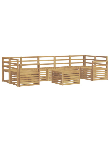 Set di divani da esterno 8 pcs Bianco Legno di Acacia Massello