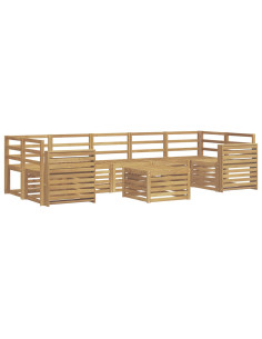 Set di divani da esterno 8 pcs Bianco Legno di Acacia Massello 2