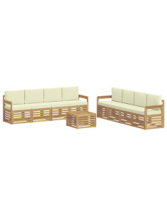 Set di divani da esterno 9 pcs Bianco e Crema 59 x 59 x 37 cm 2