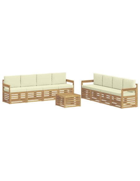Set di divani da esterno 9 pcs Bianco e Crema 59 x 59 x 37 cm