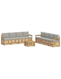 Set di divani da esterno 9 pcs Bianco e Grigio Chiaro 2