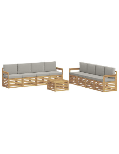 Set di divani da esterno 9 pcs Bianco e Grigio Chiaro