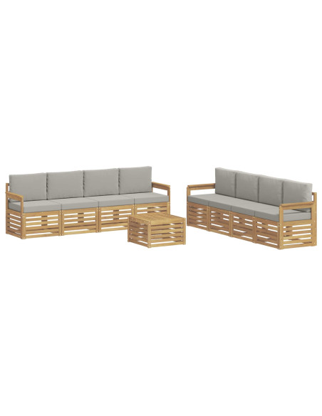 Set di divani da esterno 9 pcs Bianco e Grigio Chiaro