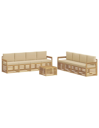 Set di divani da esterno 9 pcs Bianco e Beige 59 x 59 x 37 cm