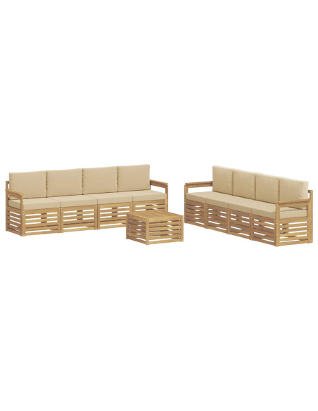 Set di divani da esterno 9 pcs Bianco e Beige 59 x 59 x 37 cm