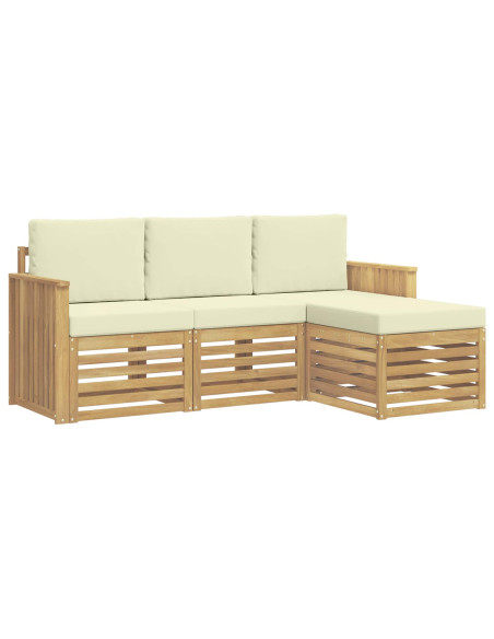 Set di divani da esterno 4 pcs Bianco e Crema