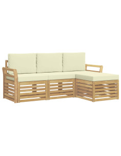 Set di divani da esterno 4 pcs Bianco e Crema 2