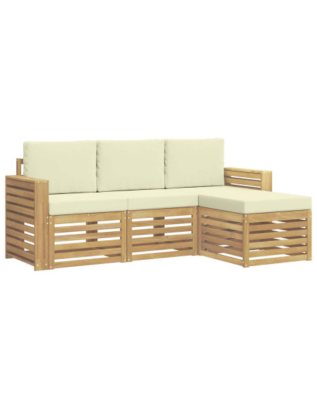 Set di divani da esterno 4 pcs Bianco e Crema