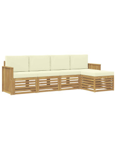 Set di divani da esterno 5 pcs Bianco e Crema 2