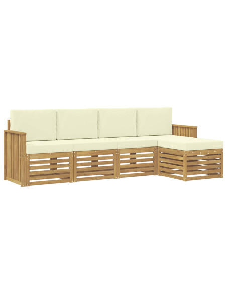 Set di divani da esterno 5 pcs Bianco e Crema