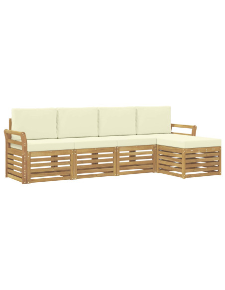 Set di divani da esterno 5 pcs Bianco e Crema