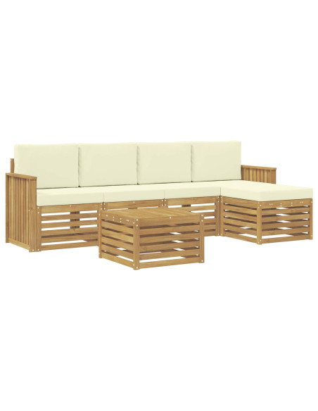 Set di divani da esterno 6 pcs Bianco e Crema 59 x 59 x 37 cm