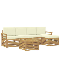 Set di divani da esterno 6 pcs Bianco e Crema 59 x 59 x 37 cm 2