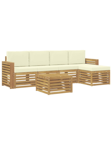 Set di divani da esterno 6 pcs Bianco e Crema 59 x 59 x 37 cm
