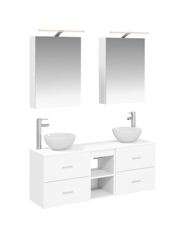Set di Armadi da Bagno 5 pcs Bianco 50 x 14,5 x 70 cm