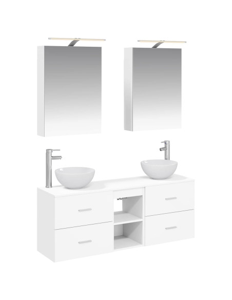 Set di Armadi da Bagno 5 pcs Bianco 50 x 14,5 x 70 cm